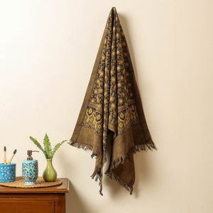 Brown - Block Print Cotton Ajrakh Handloom Towel