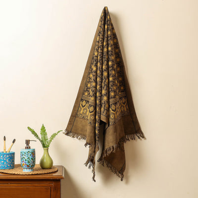Brown - Block Print Cotton Ajrakh Handloom Towel