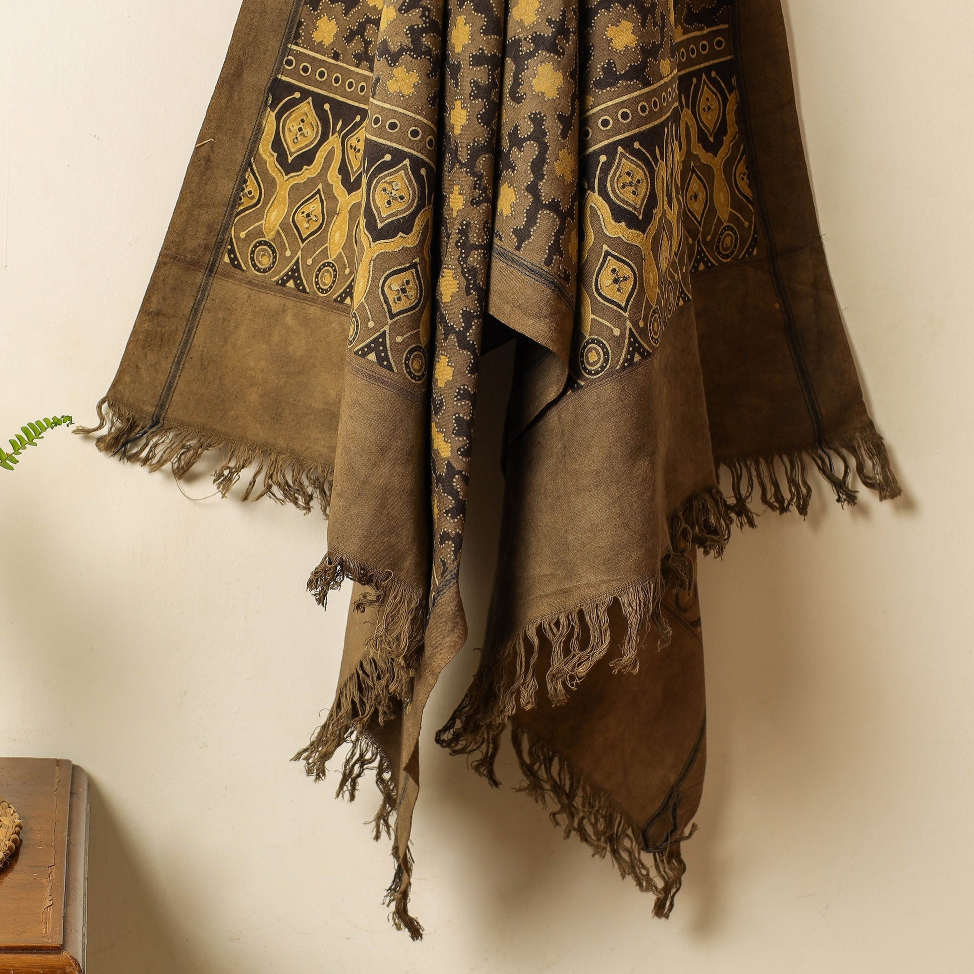 Brown - Block Print Cotton Ajrakh Handloom Towel