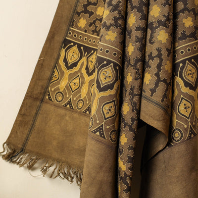 Brown - Block Print Cotton Ajrakh Handloom Towel
