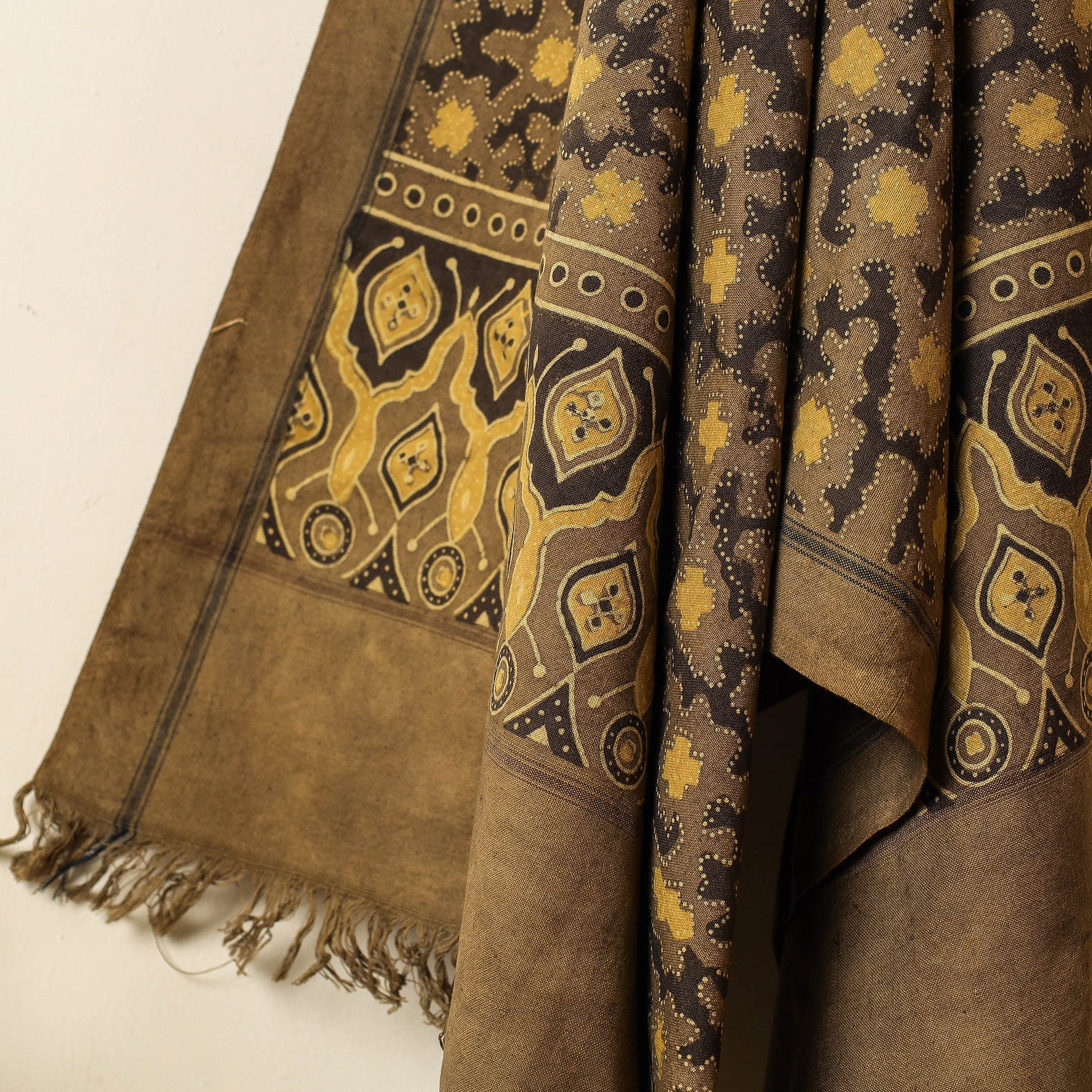 Brown - Block Print Cotton Ajrakh Handloom Towel