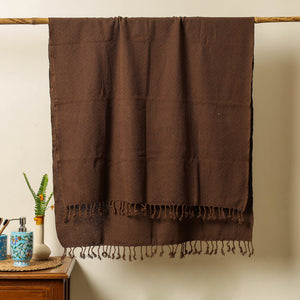Brown - Handloom Cotton Towel with Tassels from Bijnor by Nizam