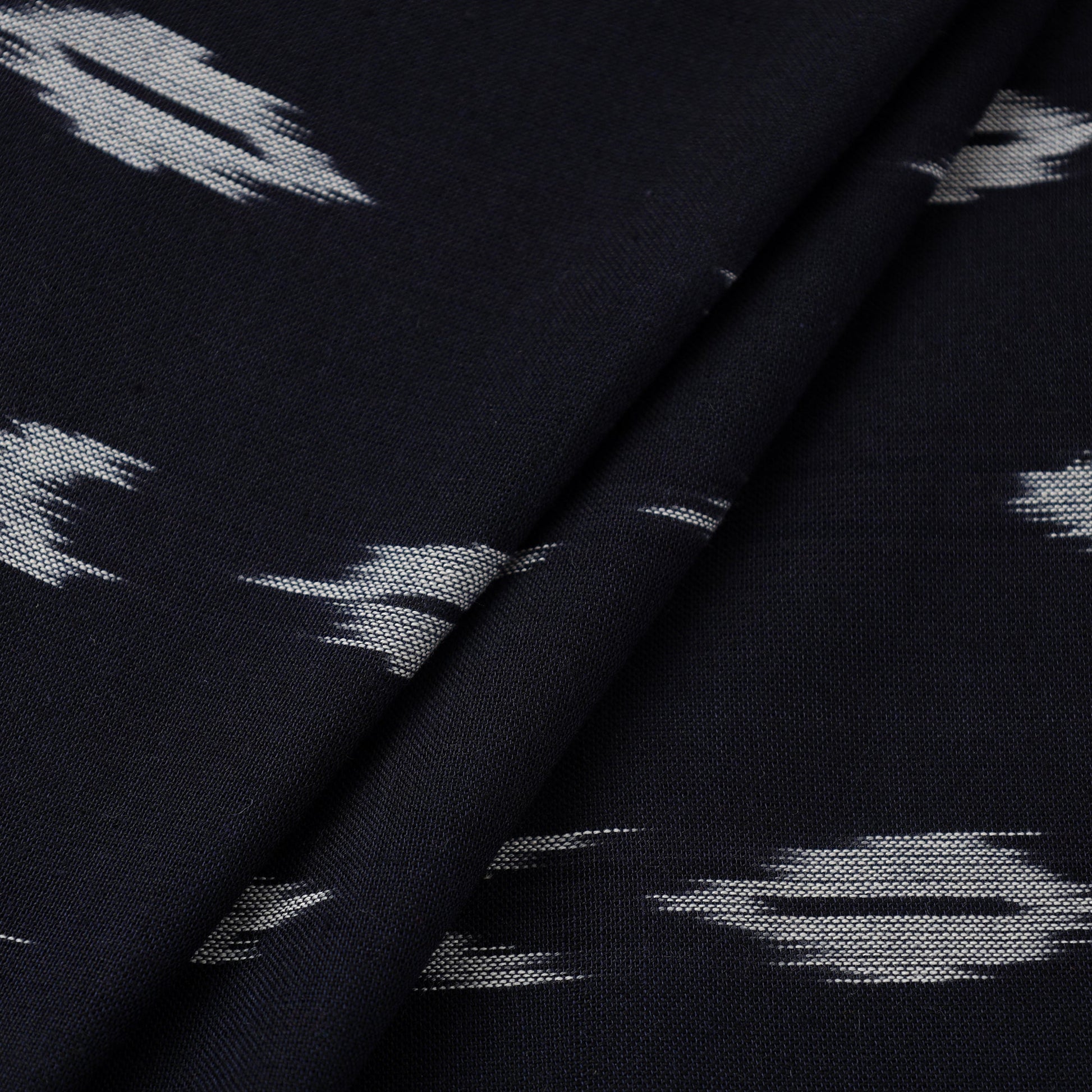 Black - Pochampally Ikat Weave Cotton Fabric 16