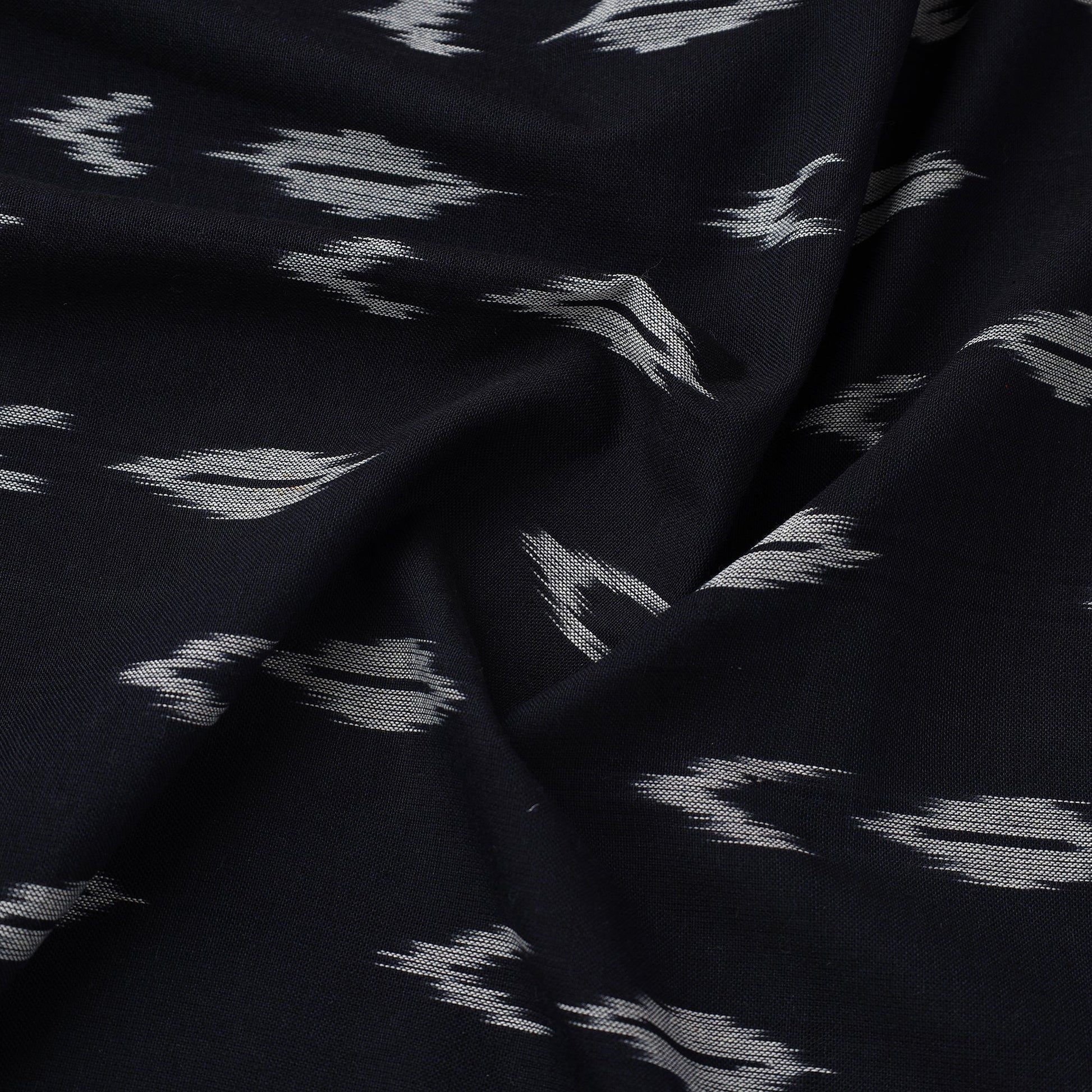 Black - Pochampally Ikat Weave Cotton Fabric 16