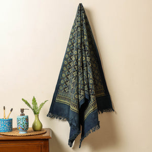Blue - Block Print Cotton Ajrakh Handloom Towel