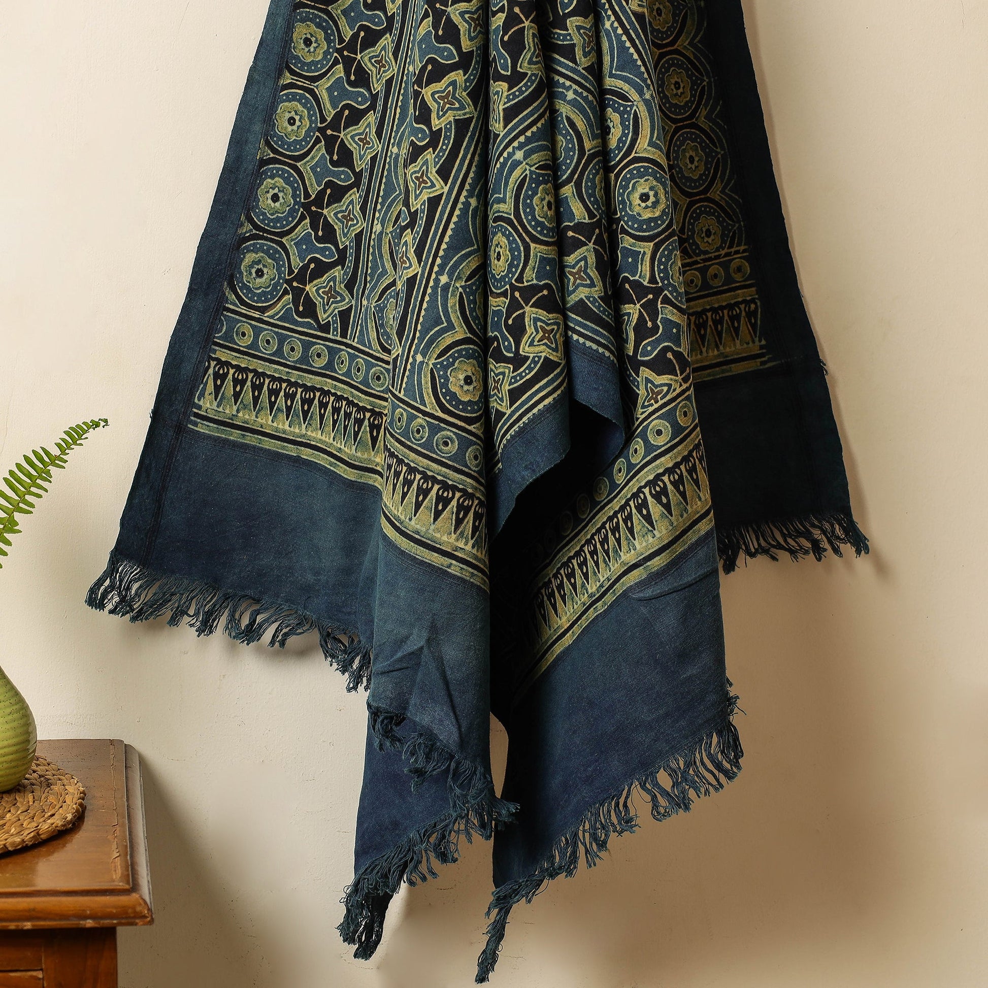 Blue - Block Print Cotton Ajrakh Handloom Towel