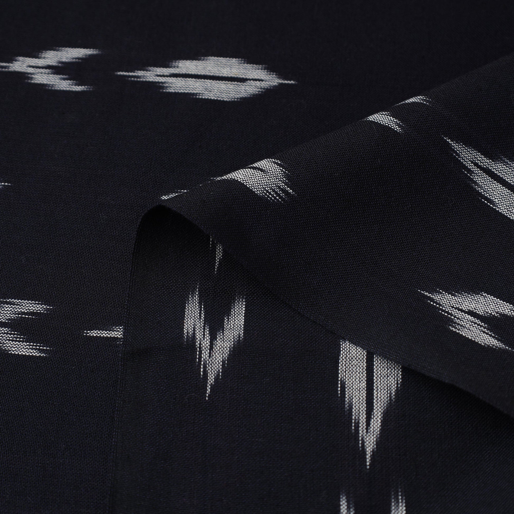 Black - Pochampally Ikat Weave Cotton Fabric 16