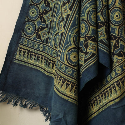 Blue - Block Print Cotton Ajrakh Handloom Towel