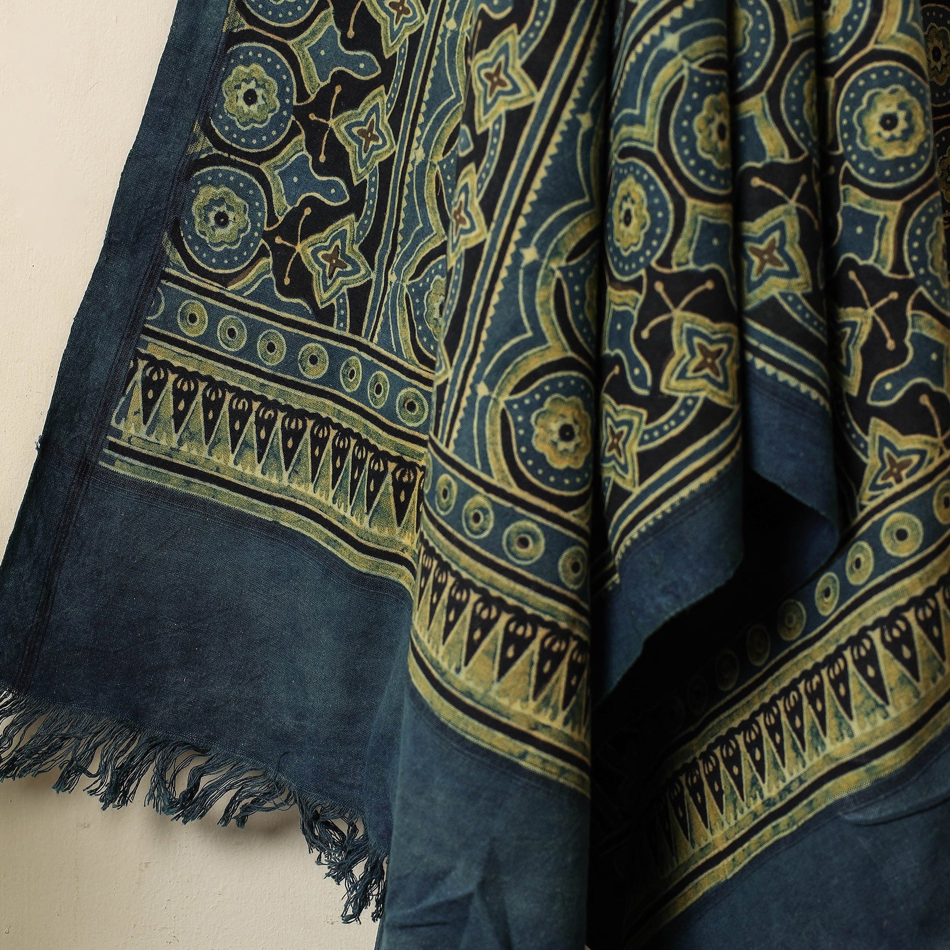 Blue - Block Print Cotton Ajrakh Handloom Towel