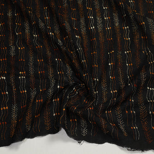 Black - Handloom Cotton Bengal Kantha Work Blouse Piece 20