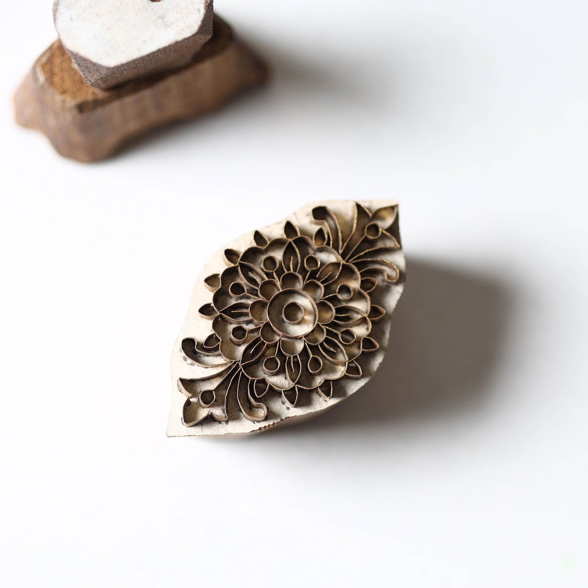 Hand Carved Rohida Wood Brass Block (2 in)