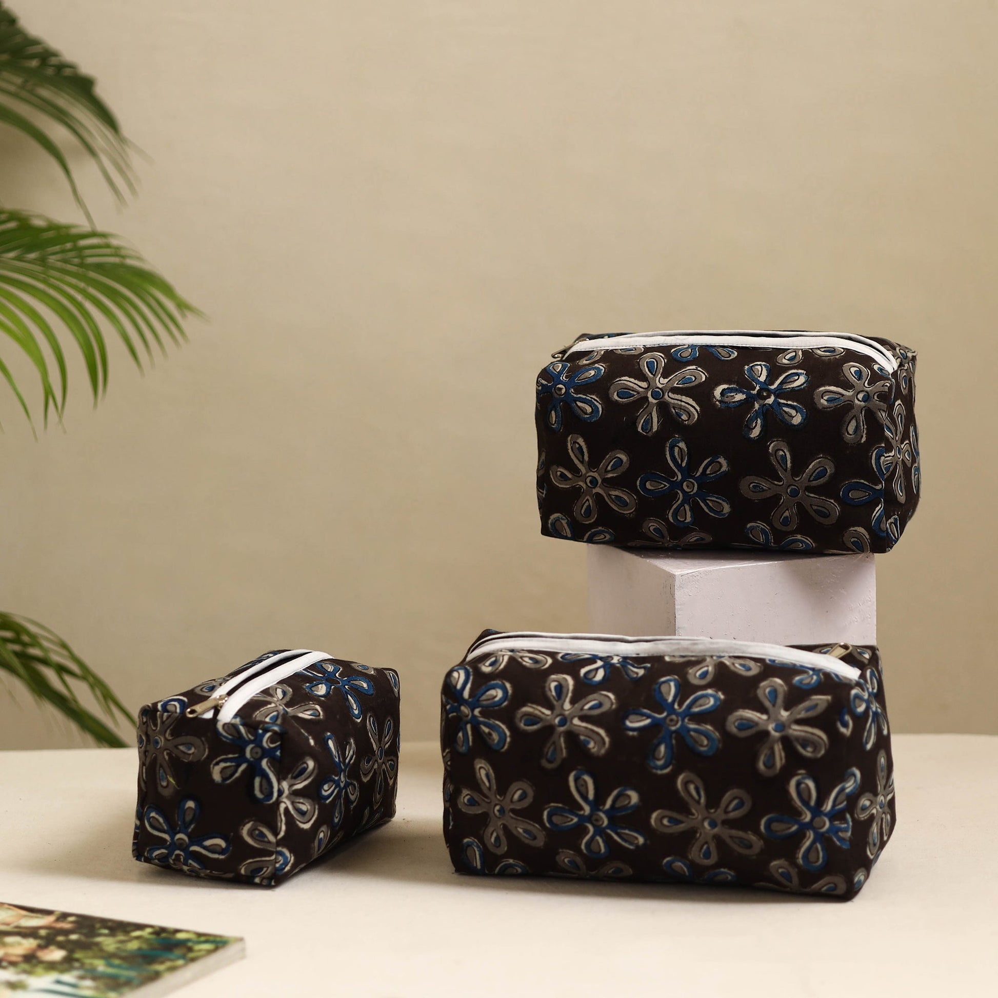 Black - Handmade Cotton Toiletry Bags (Set of 3) 18