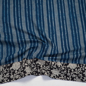 Blue - Akola Block Printed Cotton Blouse Piece 104