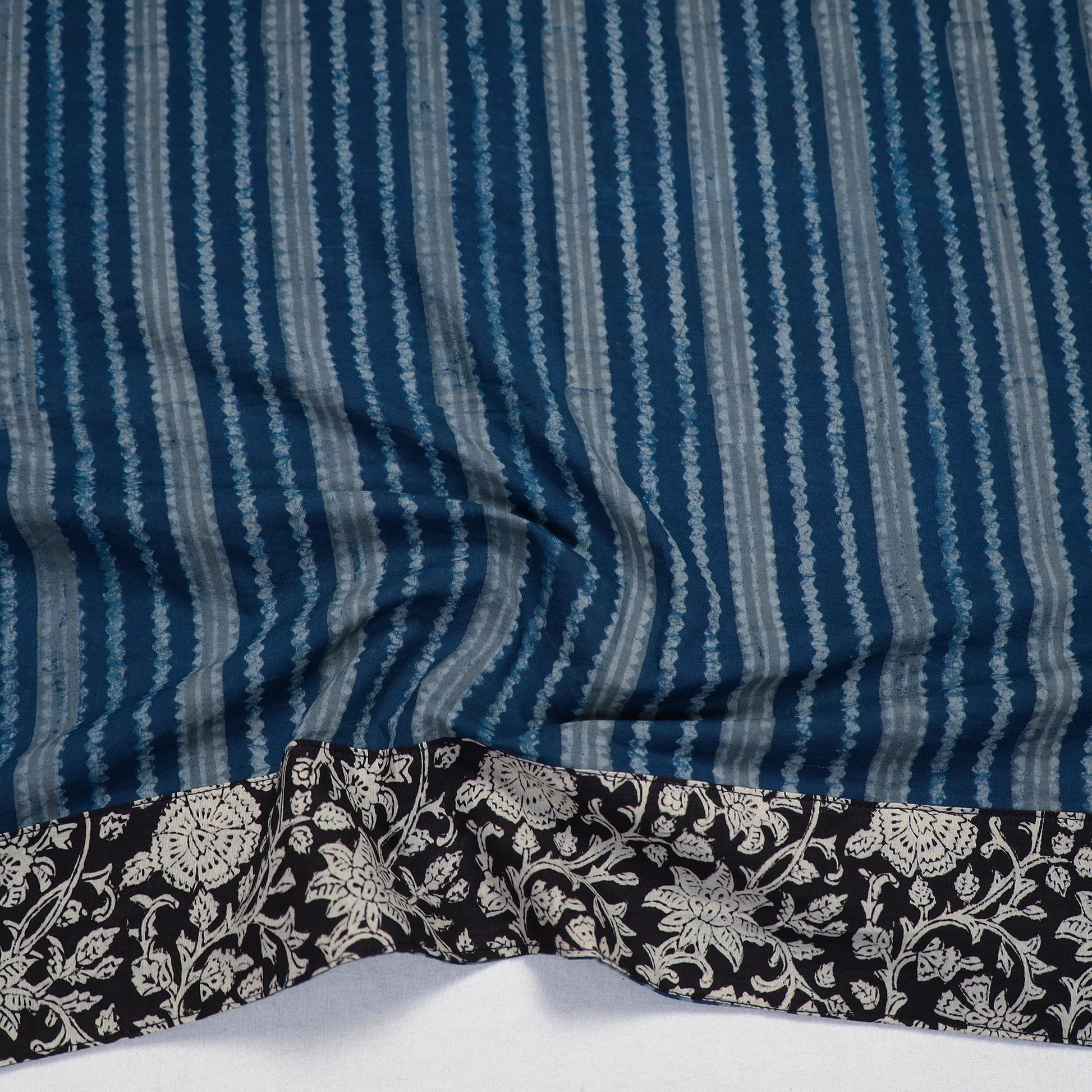 Blue - Akola Block Printed Cotton Blouse Piece 104