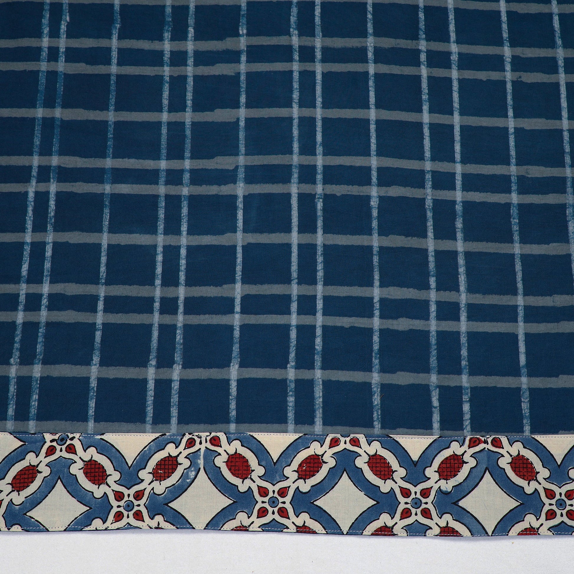 Blue - Akola Block Printed Cotton Blouse Piece 105