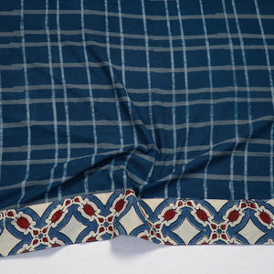 Blue - Akola Block Printed Cotton Blouse Piece 105