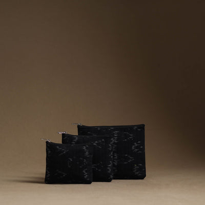 Black - Handmade Cotton Multipurpose Utility Pouches (set of 3) 14