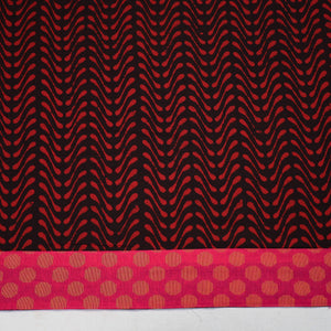 Black - Red - Pipad Block Printed Cotton Blouse Piece 110