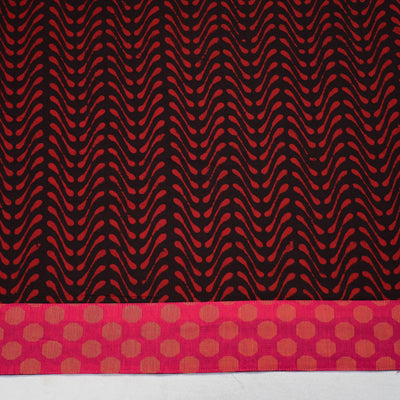 Black - Red - Pipad Block Printed Cotton Blouse Piece 110