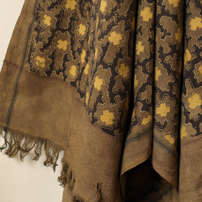 Brown - Block Print Cotton Ajrakh Handloom Towel