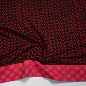 Black - Red - Pipad Block Printed Cotton Blouse Piece 110