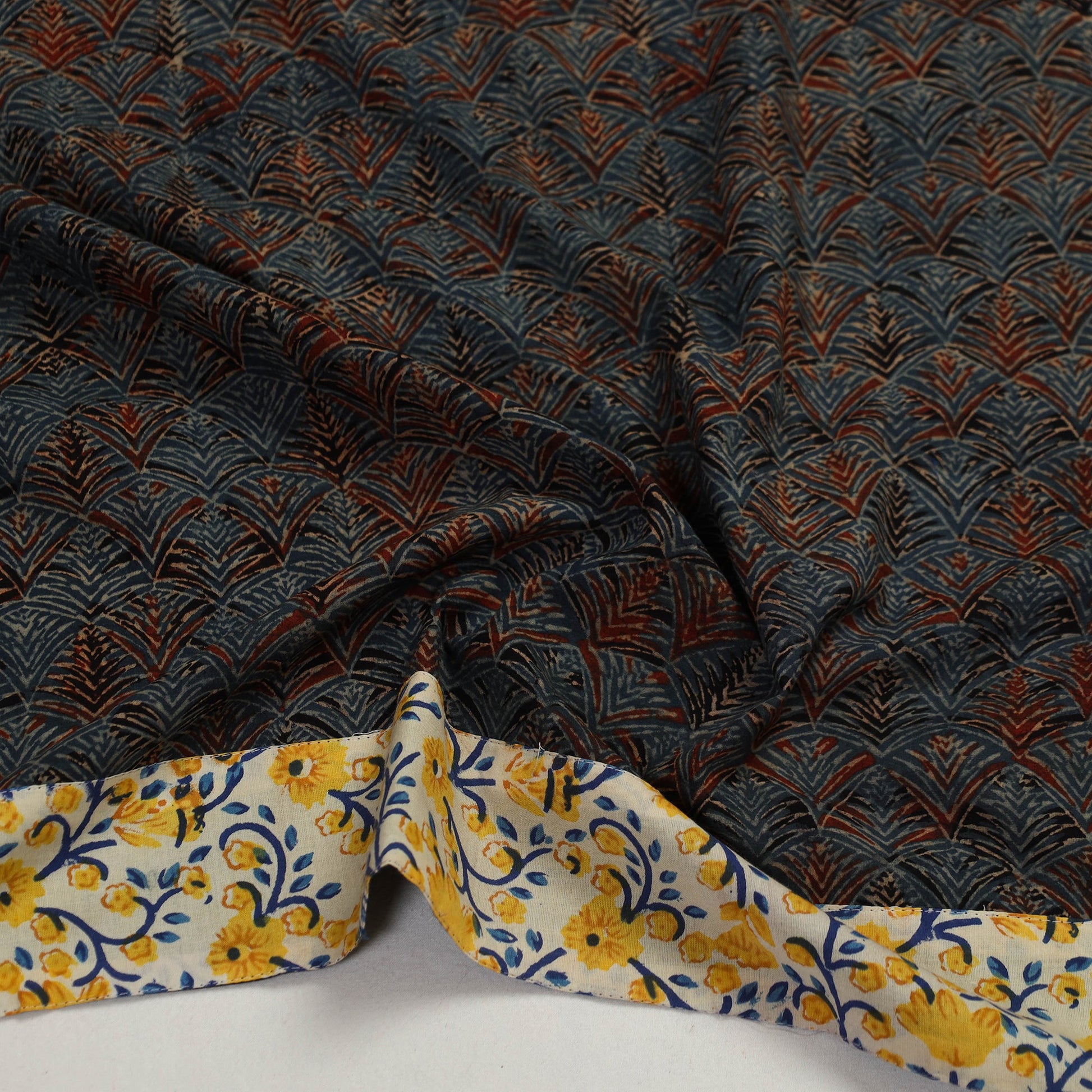 Blue - Block Print Cotton Ajrakh Blouse Piece 31
