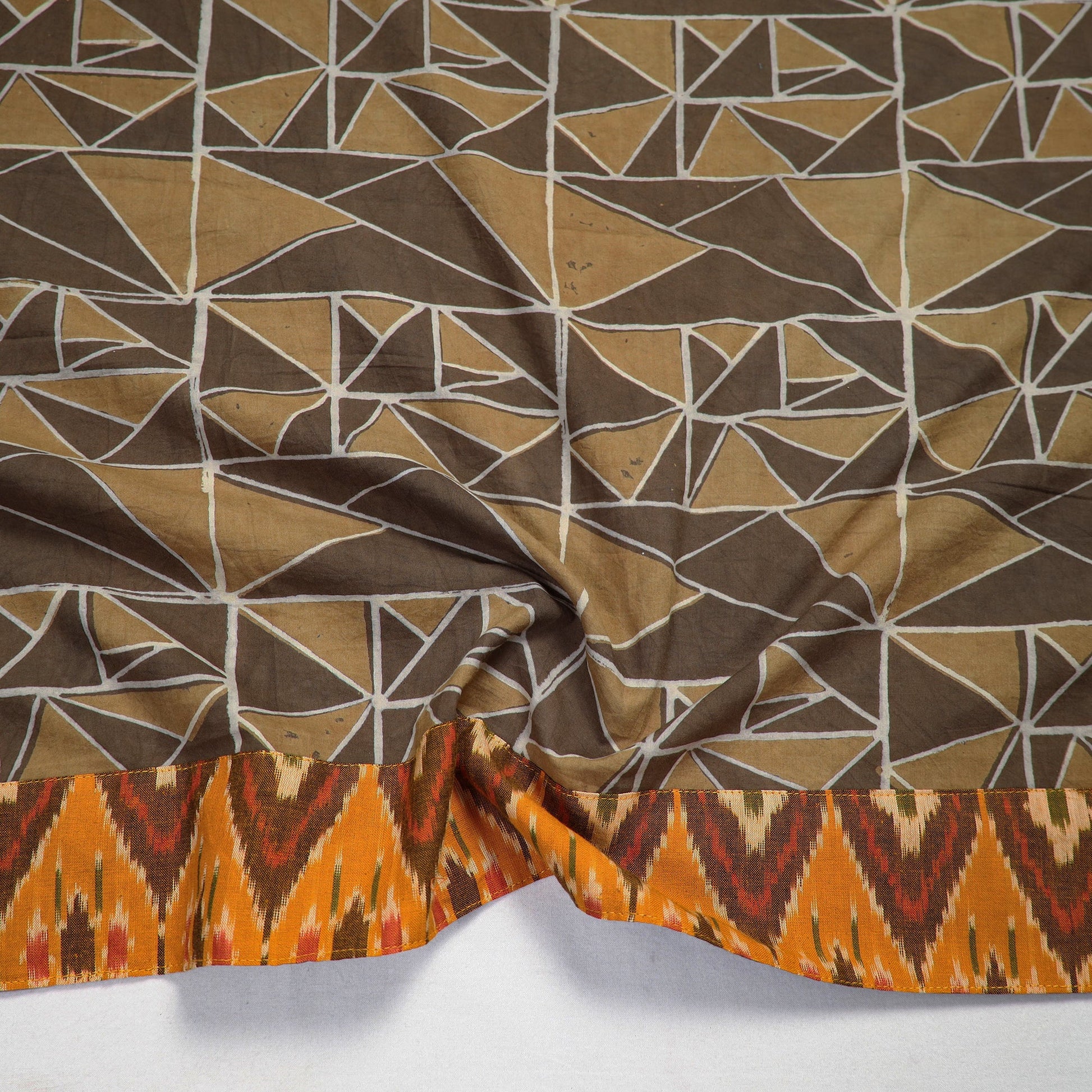 Brown - Akola Block Printed Cotton Blouse Piece 112