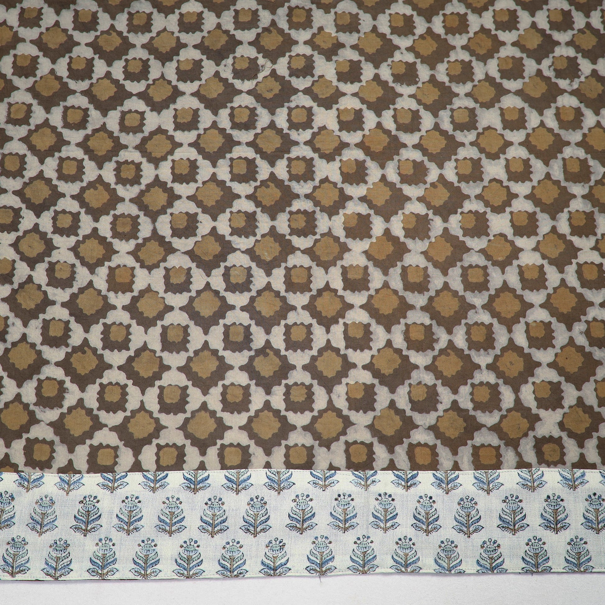 Brown - Akola Block Printed Cotton Blouse Piece 113