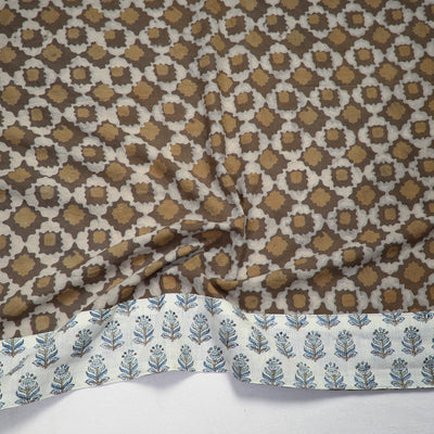 Brown - Akola Block Printed Cotton Blouse Piece 113