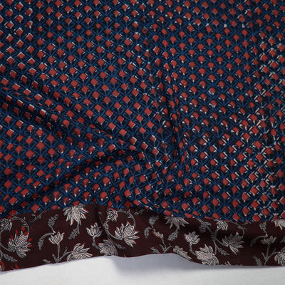 Blue - Block Printed Cotton Bagru Blouse Piece 114