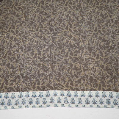Brown - Akola Block Printed Cotton Blouse Piece 115