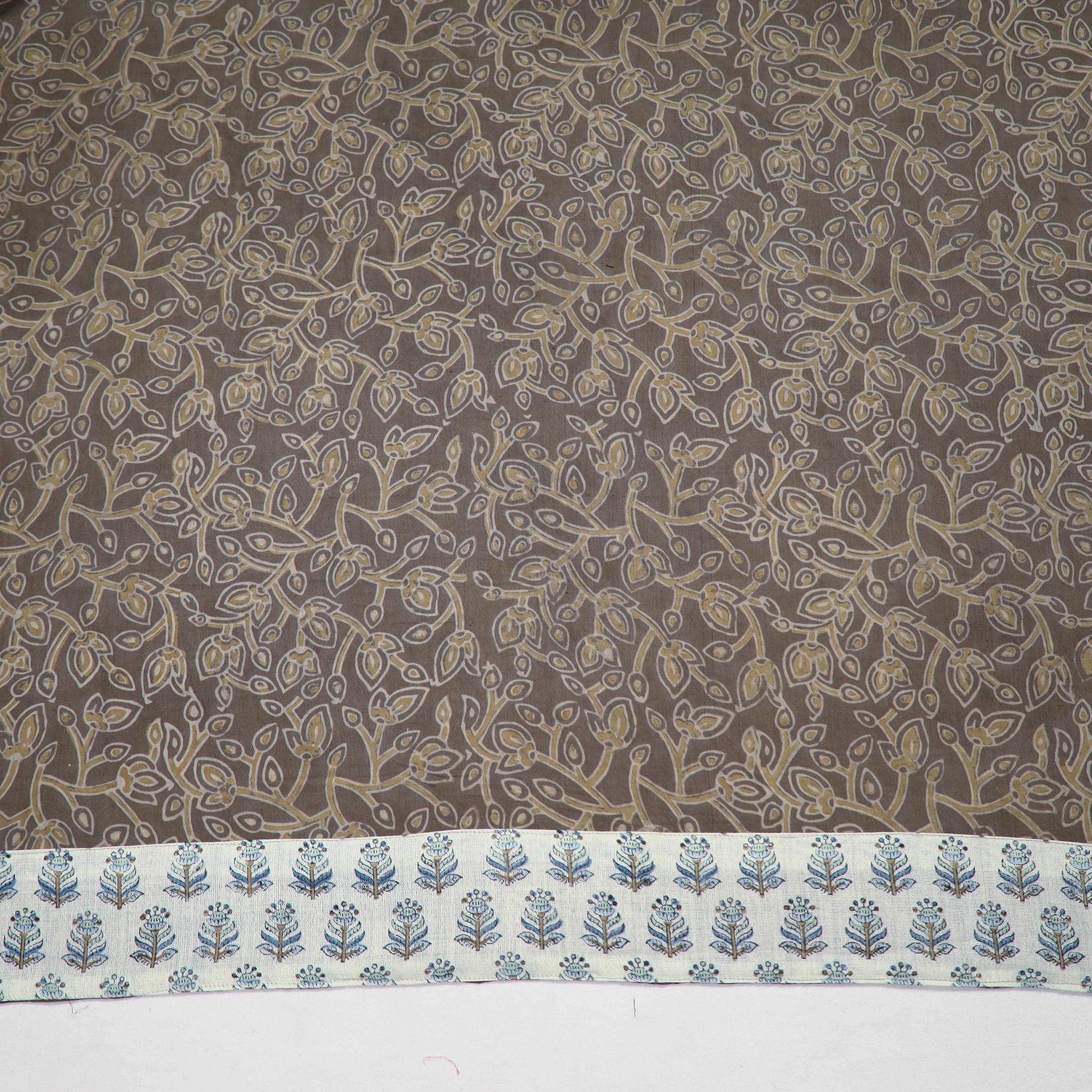 Brown - Akola Block Printed Cotton Blouse Piece 115