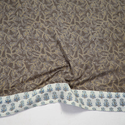 Brown - Akola Block Printed Cotton Blouse Piece 115