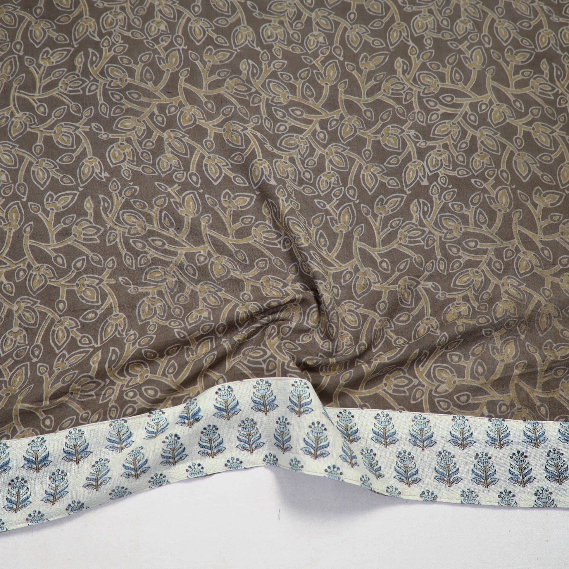 Brown - Akola Block Printed Cotton Blouse Piece 115