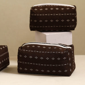 Brown - Handmade Cotton Toiletry Bags (Set of 3) 22