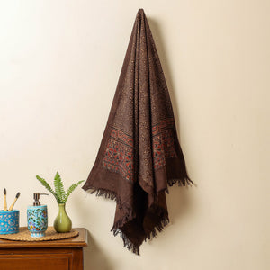 Brown - Block Print Cotton Ajrakh Handloom Towel