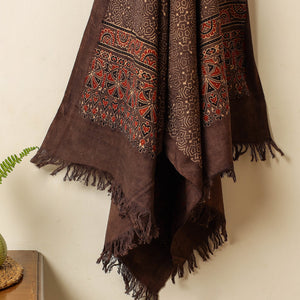 Brown - Block Print Cotton Ajrakh Handloom Towel