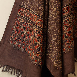 Brown - Block Print Cotton Ajrakh Handloom Towel