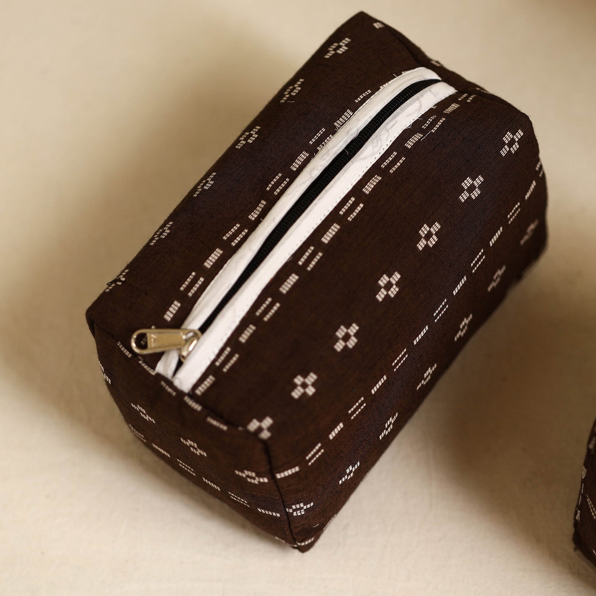 Brown - Handmade Cotton Toiletry Bags (Set of 3) 22