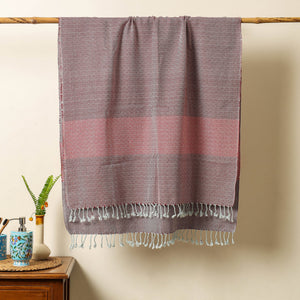 Brown - Handloom Cotton Towel with Tassels from Bijnor by Nizam