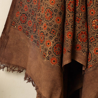 Brown - Block Print Cotton Ajrakh Handloom Towel
