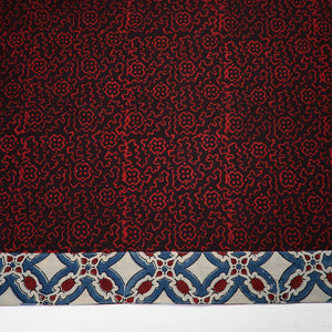 Black - Red - Pipad Block Printed Cotton Blouse Piece 124