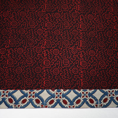 Black - Red - Pipad Block Printed Cotton Blouse Piece 124