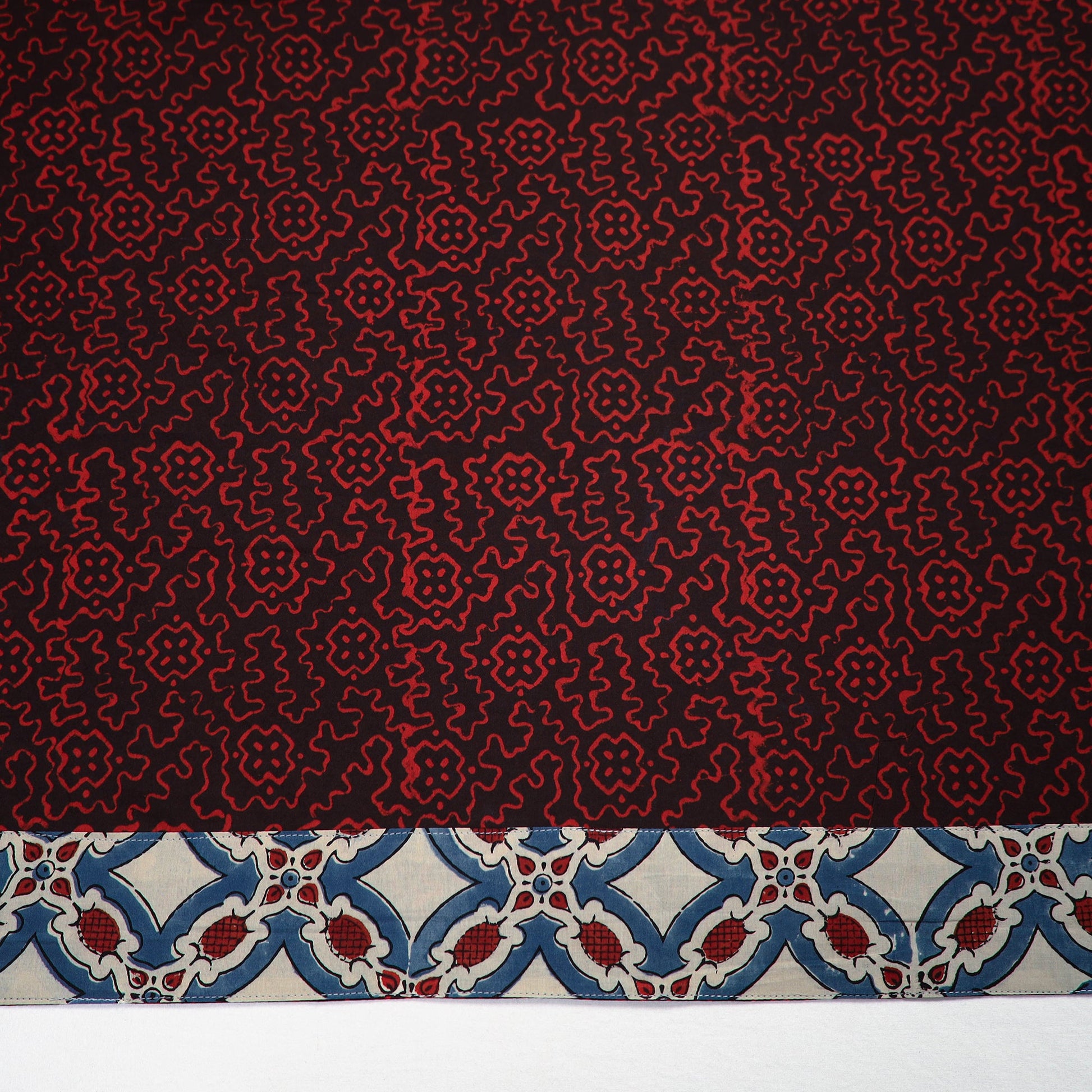Black - Red - Pipad Block Printed Cotton Blouse Piece 124