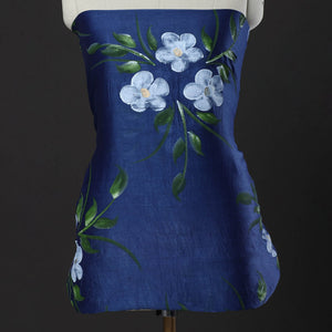 Blue - 3pc Hand Painted Chanderi Silk Suit Material Set 02