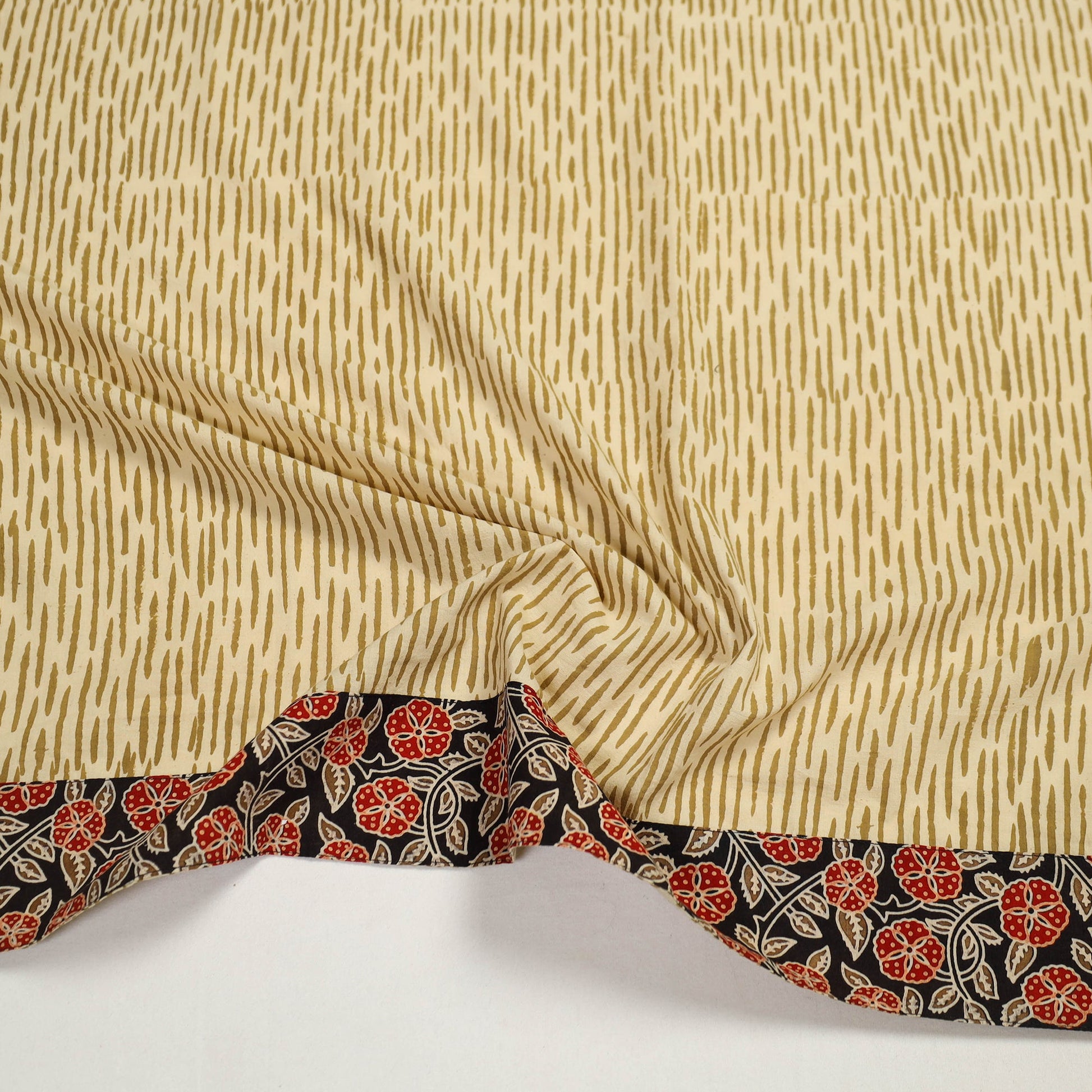 Beige - Cotton Akola Block Print Blouse Piece 44