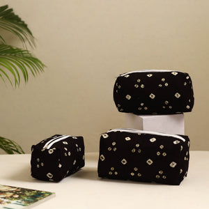 Black - Handmade Cotton Toiletry Bags (Set of 3) 26