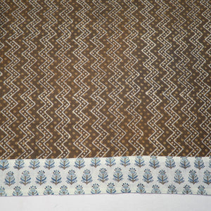 Brown - Akola Block Printed Cotton Blouse Piece 128
