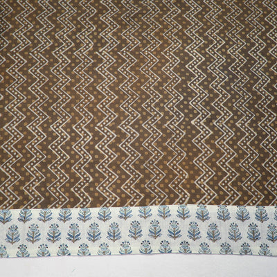 Brown - Akola Block Printed Cotton Blouse Piece 128