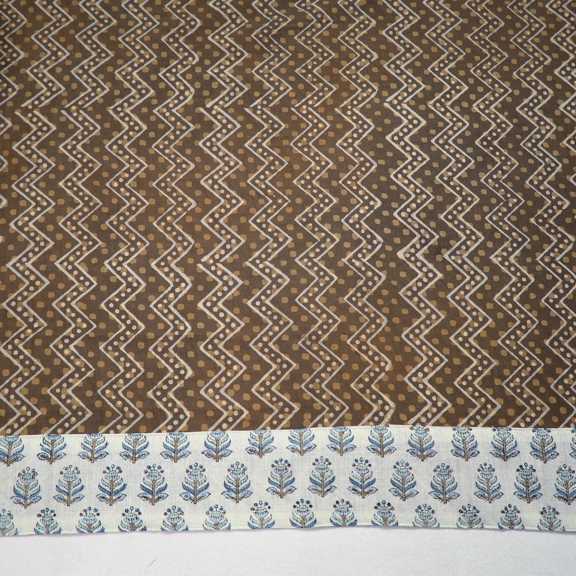 Brown - Akola Block Printed Cotton Blouse Piece 128
